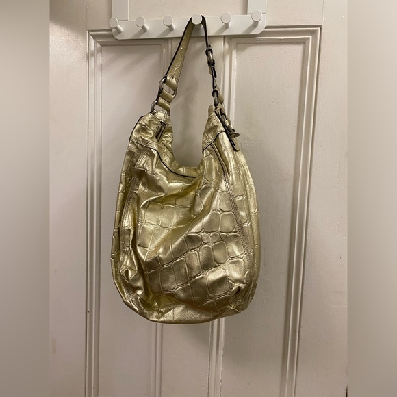 Juicy Couture Y2K Slouchy Gold Bag with Silver Hardware. - Picture 2 of 5